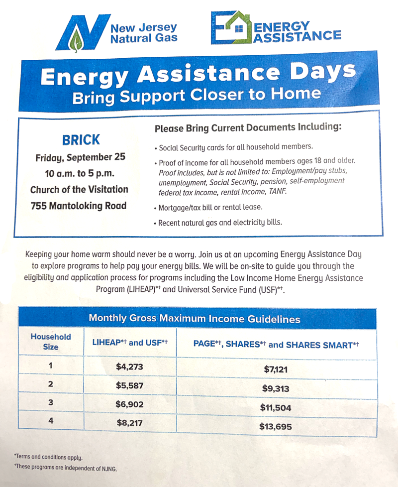 NJNG Energy Assistance Days in Brick, NJ